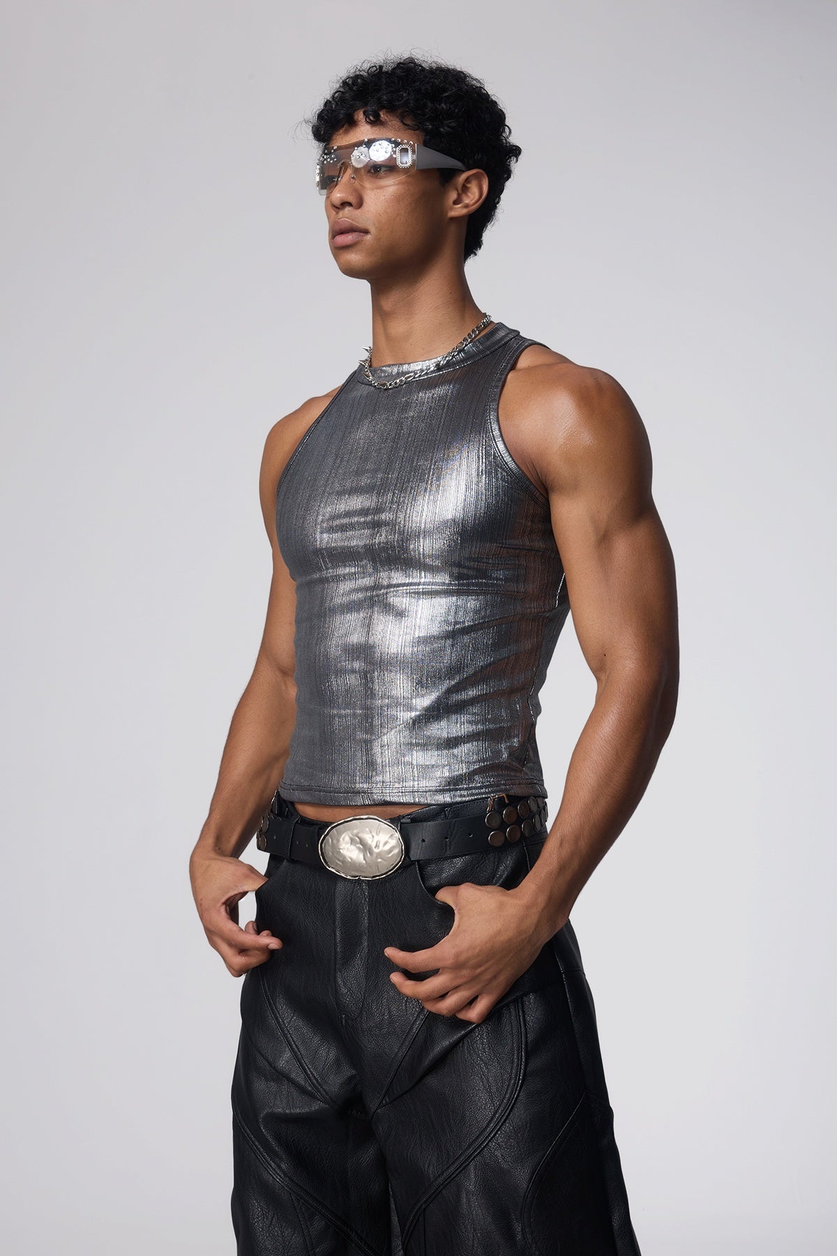 Cyber Pulse Metallic Tank Top