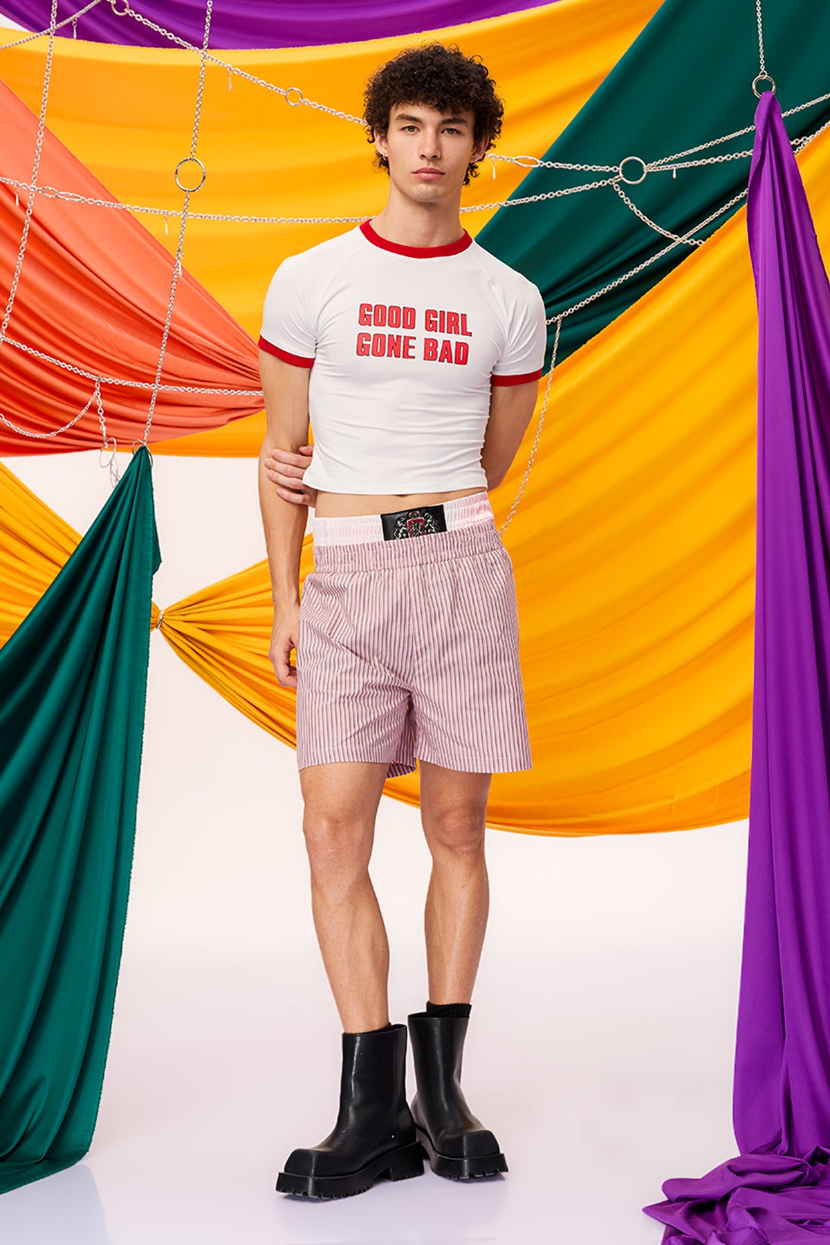 Daily Structure Stripe Shorts Pink