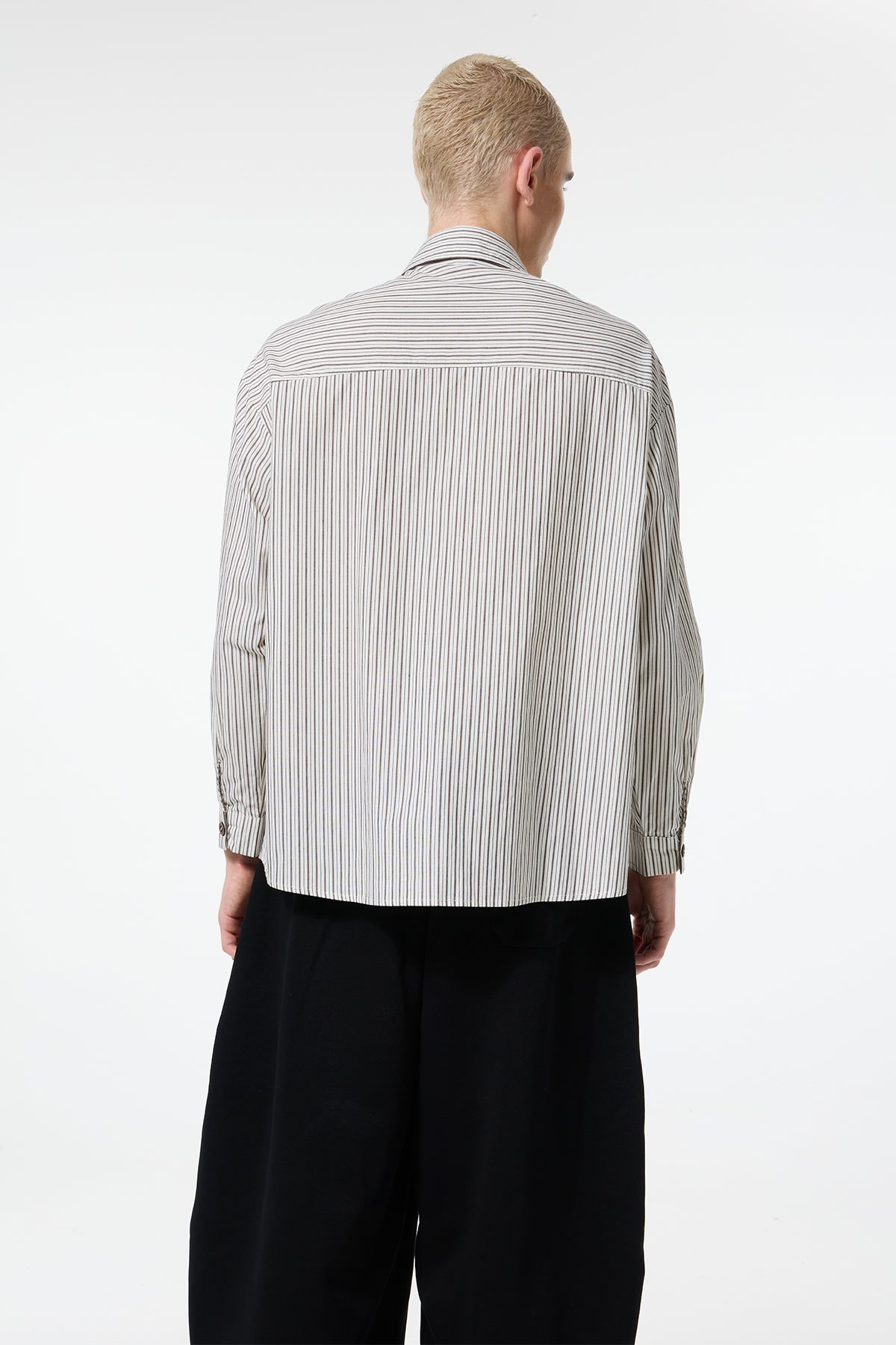 Dark Baseline Long Sleeve Stripe Embroidery Shirt