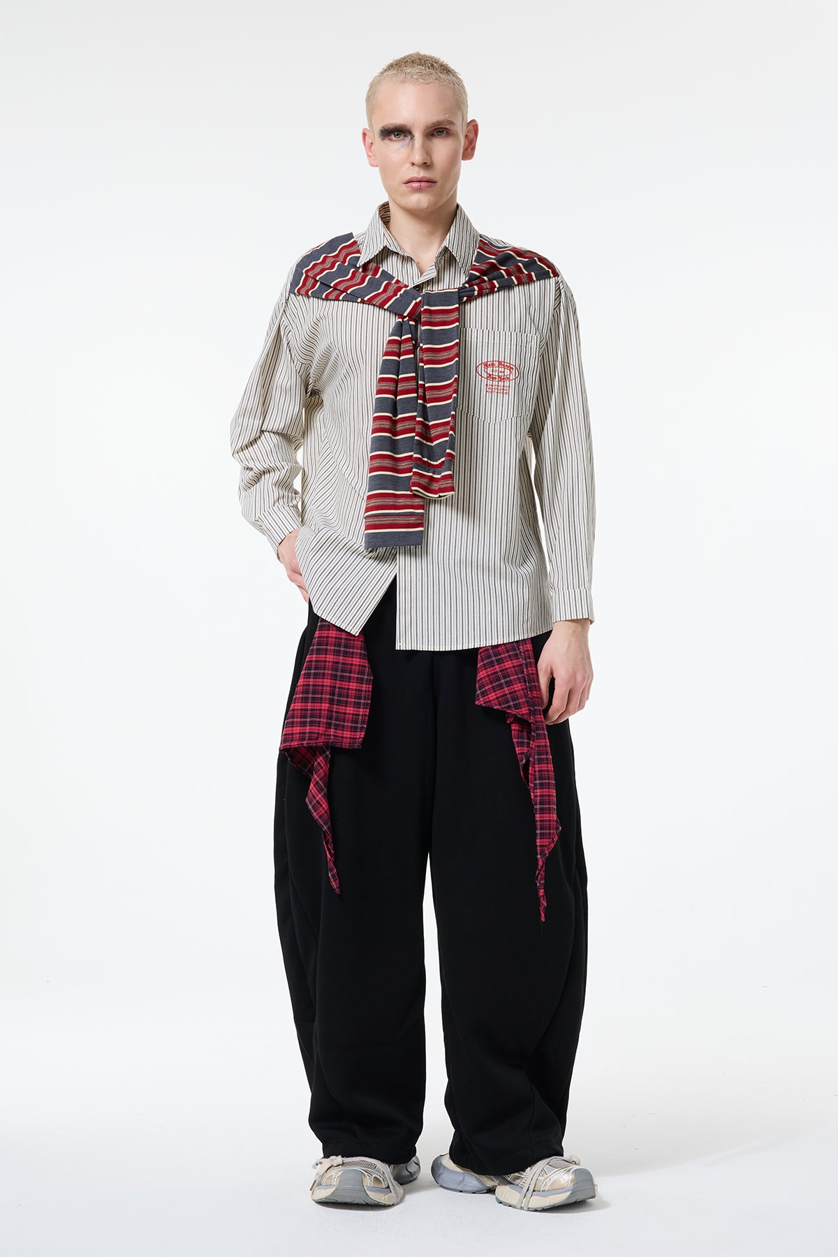 Dark Baseline Long Sleeve Stripe Embroidery Shirt