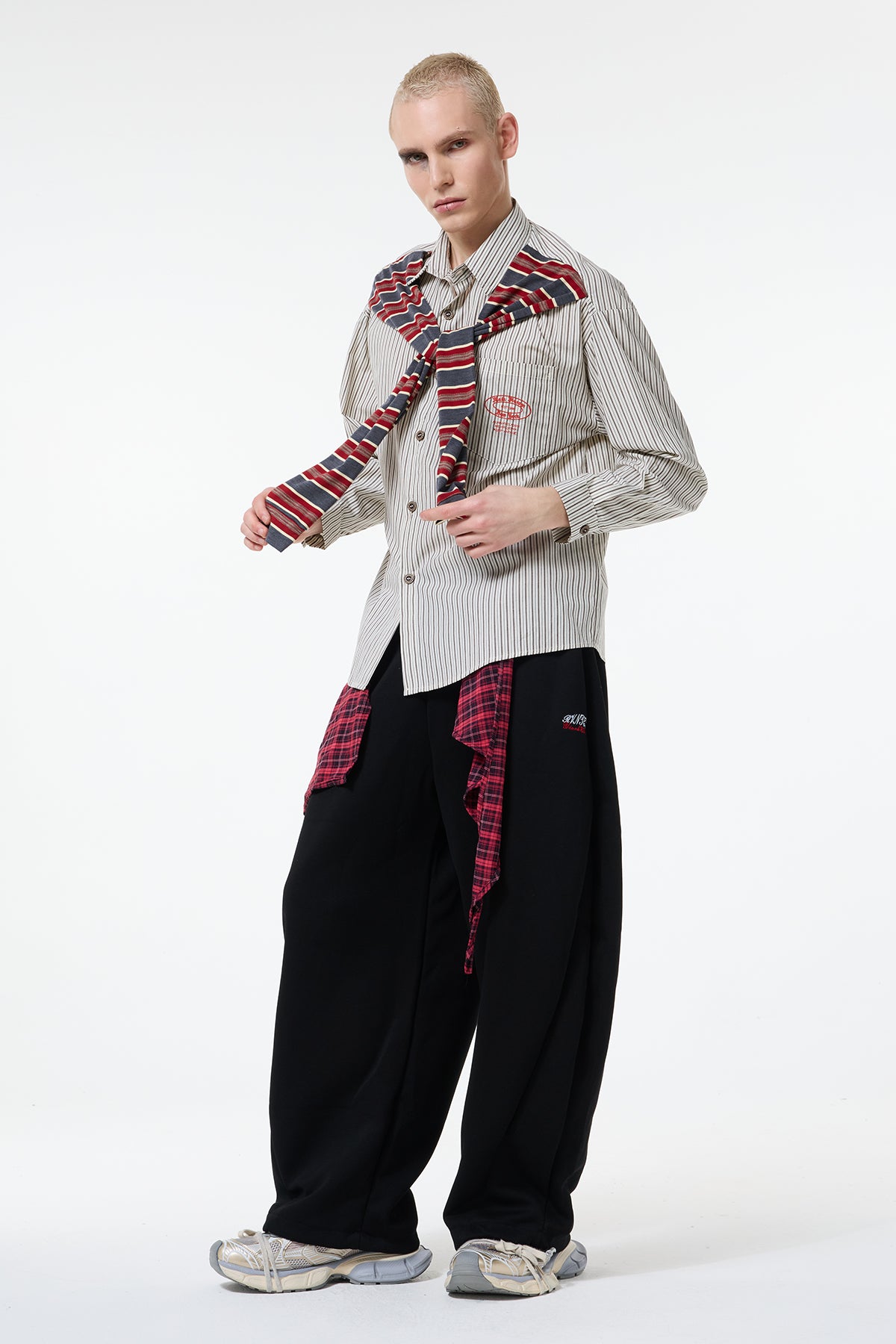 Dark Baseline Long Sleeve Stripe Embroidery Shirt