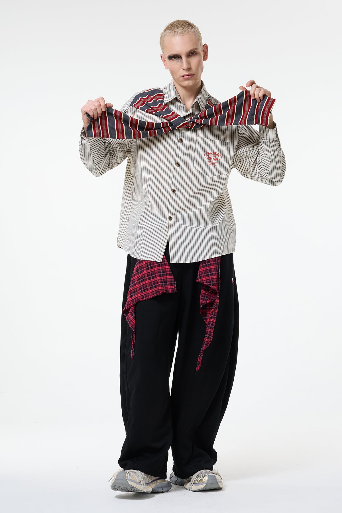 Dark Baseline Long Sleeve Stripe Embroidery Shirt