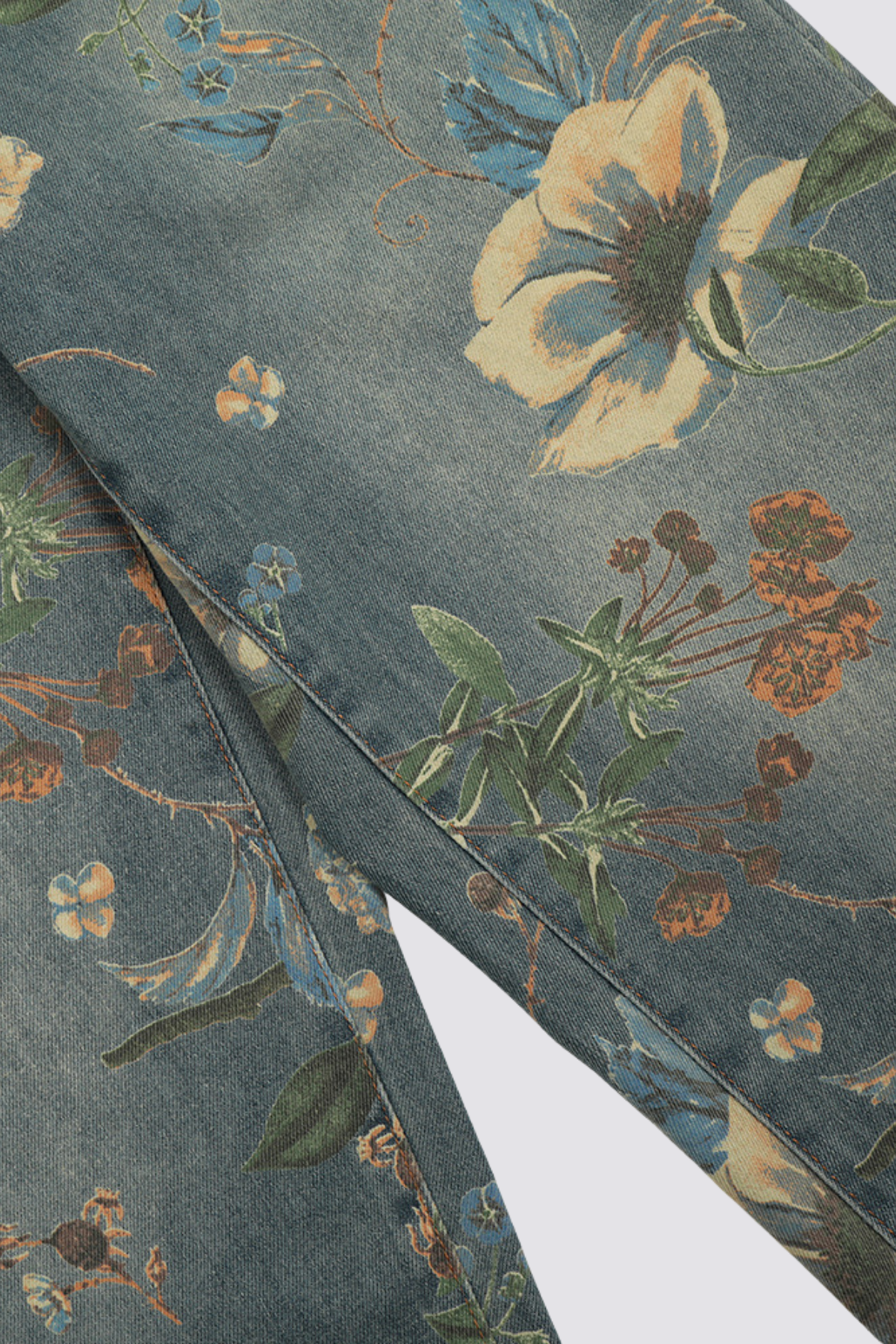 Dark Module Floral Print Wide Leg Jeans