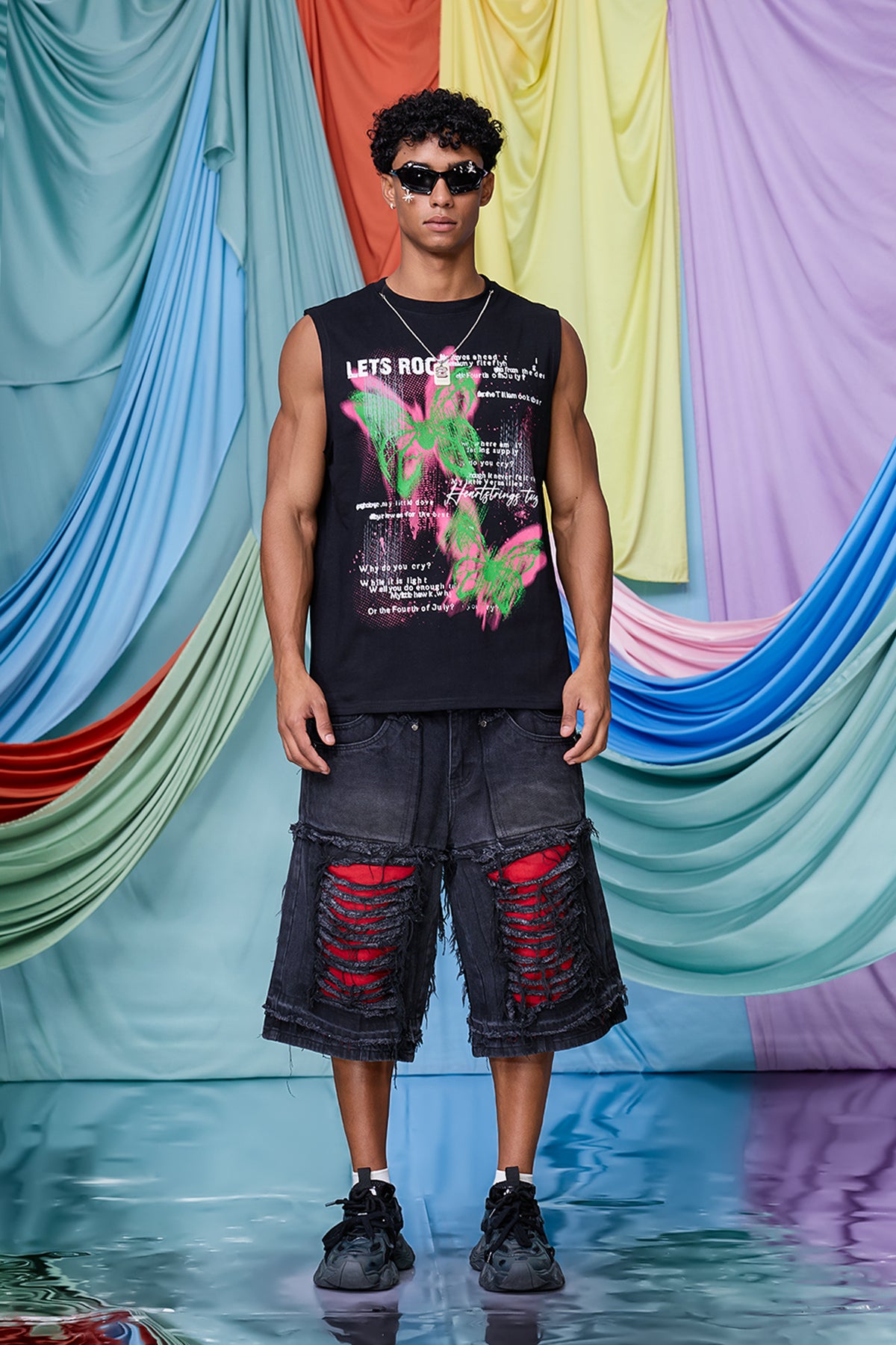 Dark Mutiny Butterfly Print Sleeveless Top