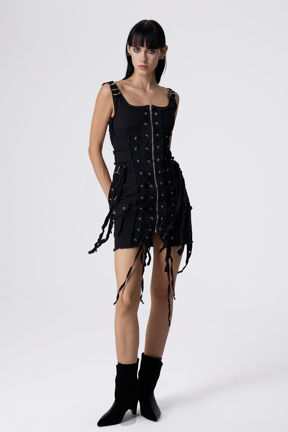 Dark Syntax Lace Up Mini Dress