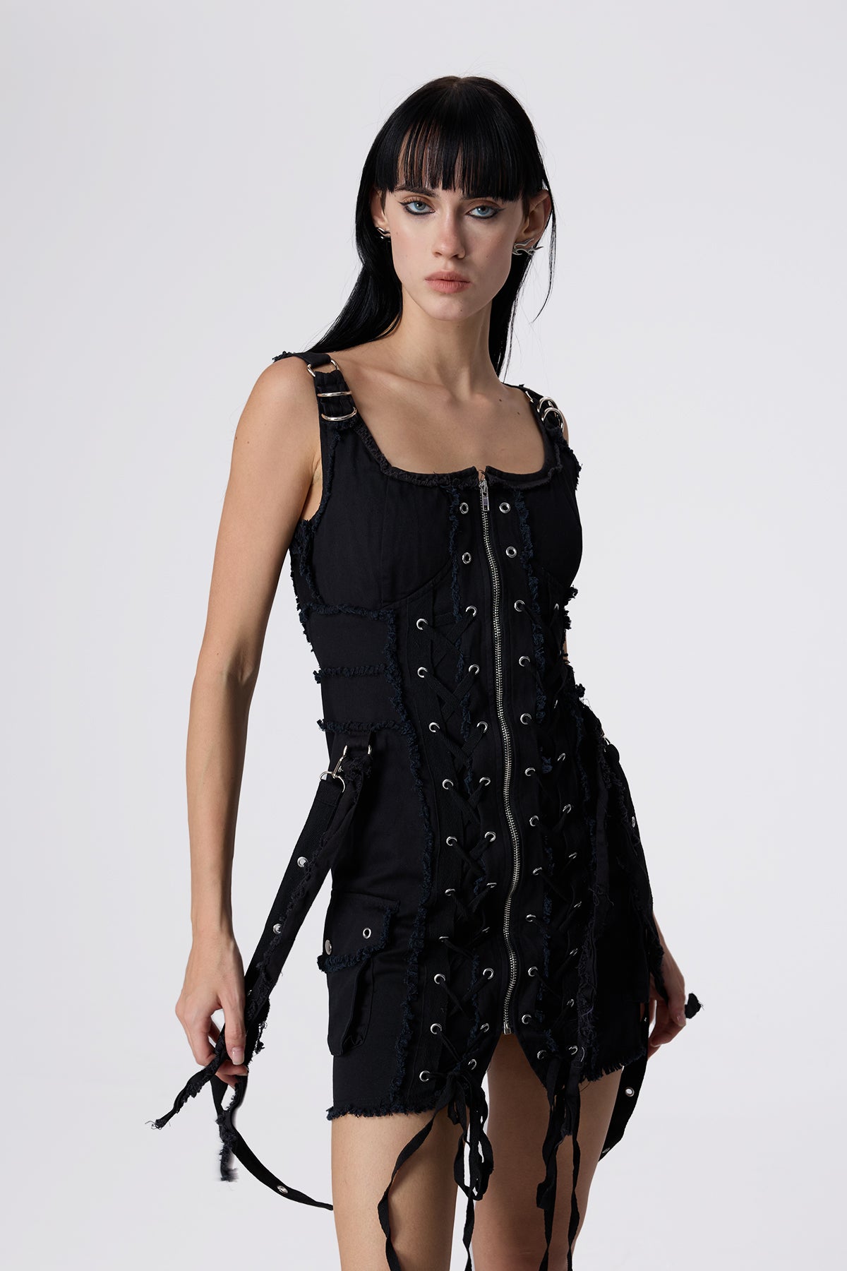 Dark Syntax Lace Up Mini Dress
