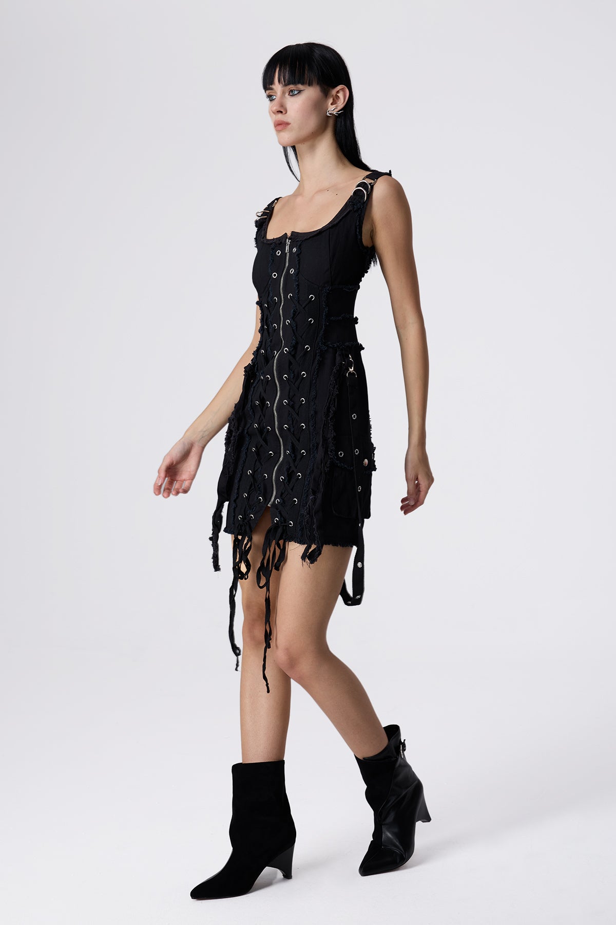 Dark Syntax Lace Up Mini Dress