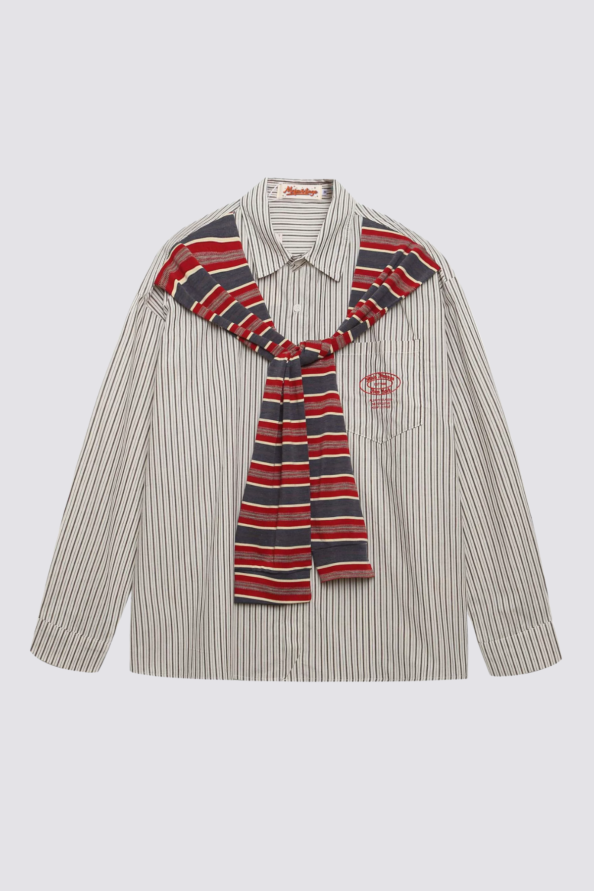 Dark Baseline Long Sleeve Stripe Embroidery Shirt