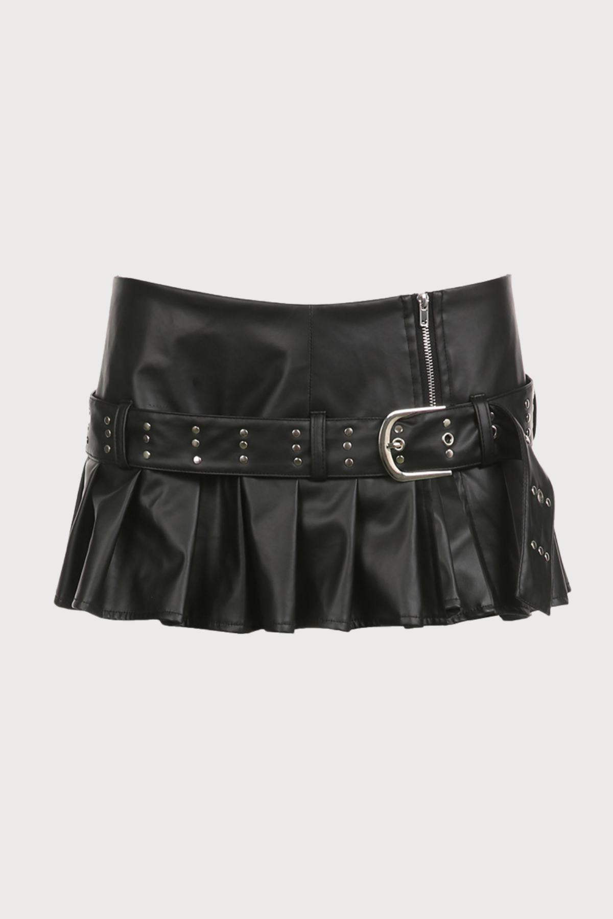 Dark Pulse Leather Pleated Mini Skirt