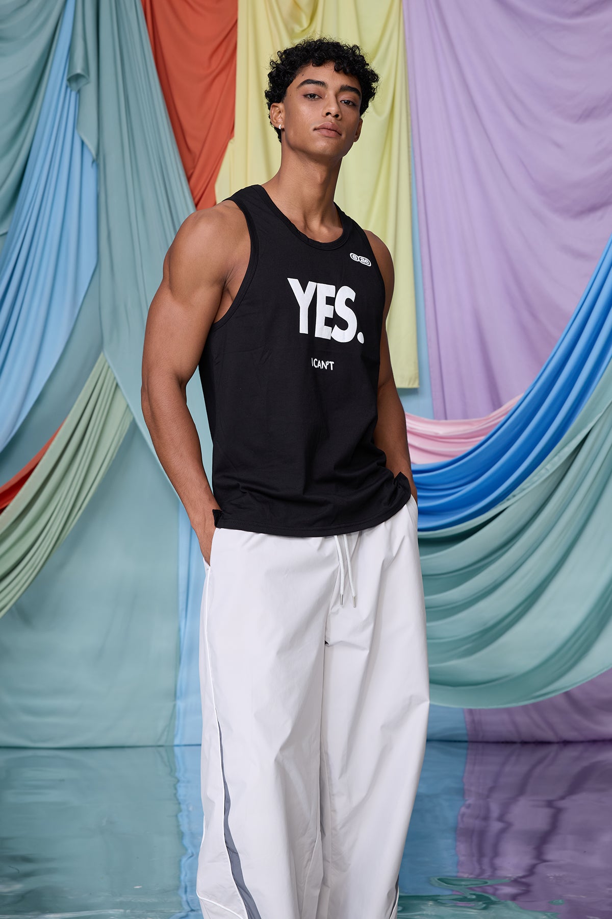 Darkened Still Print Tank Top Black