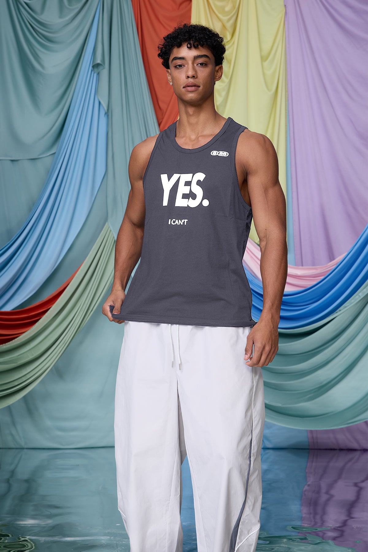 Darkened Still Print Tank Top Grey