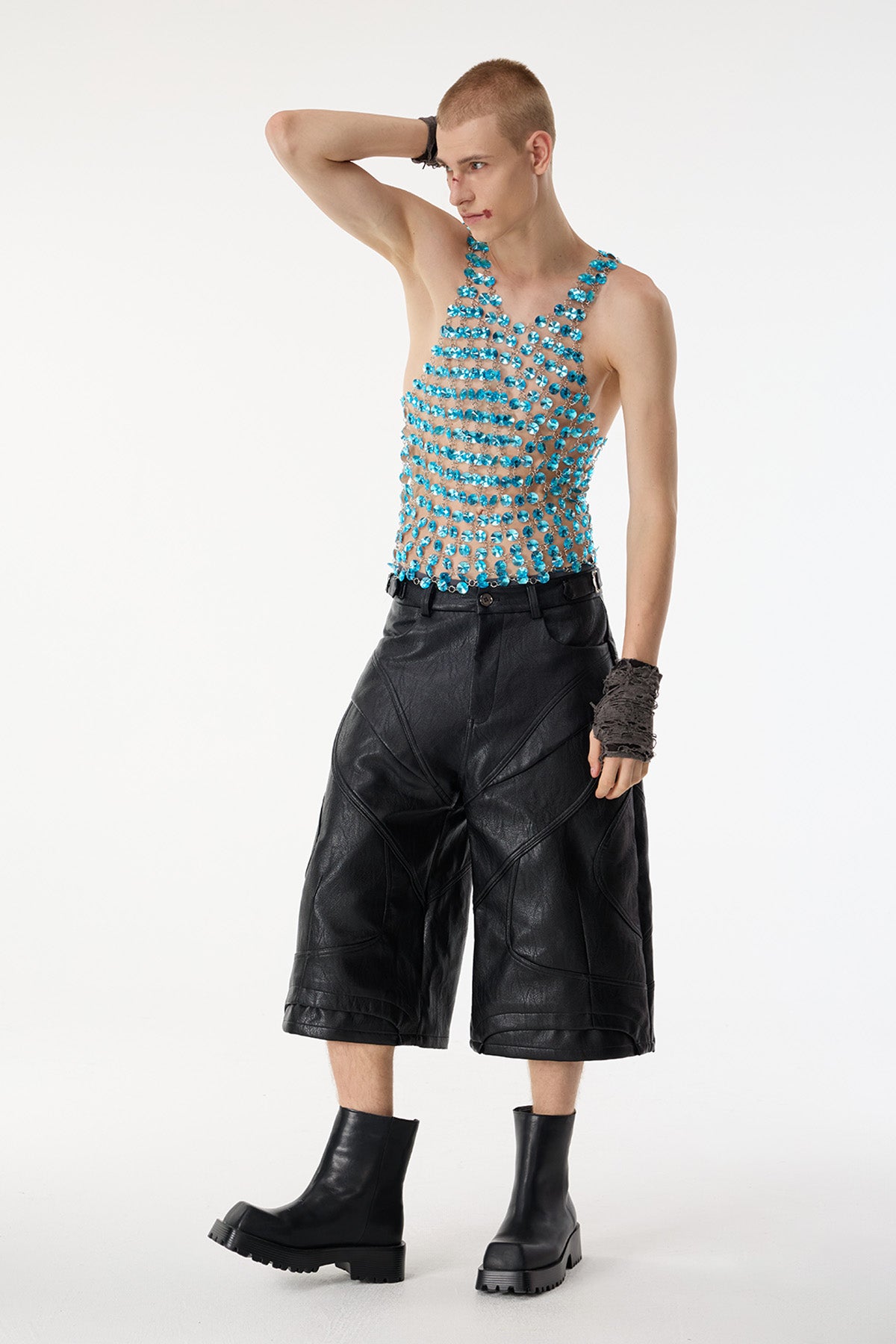 Dazzle Glow Crystal Cutout Top