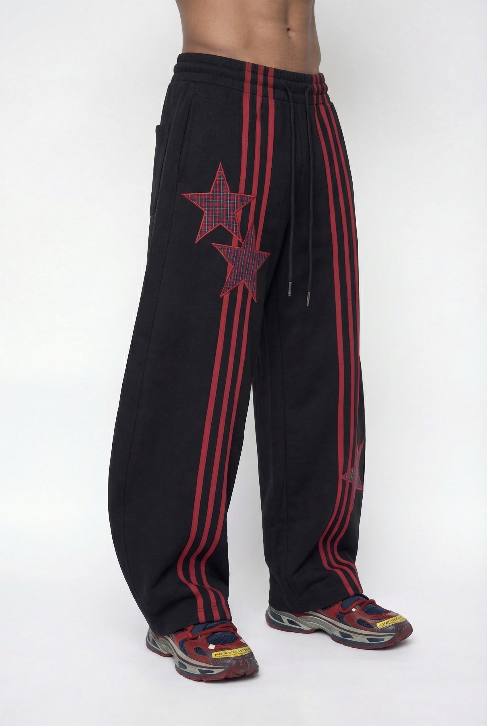 Deep Abrasion Stripe Star Barrel Pants