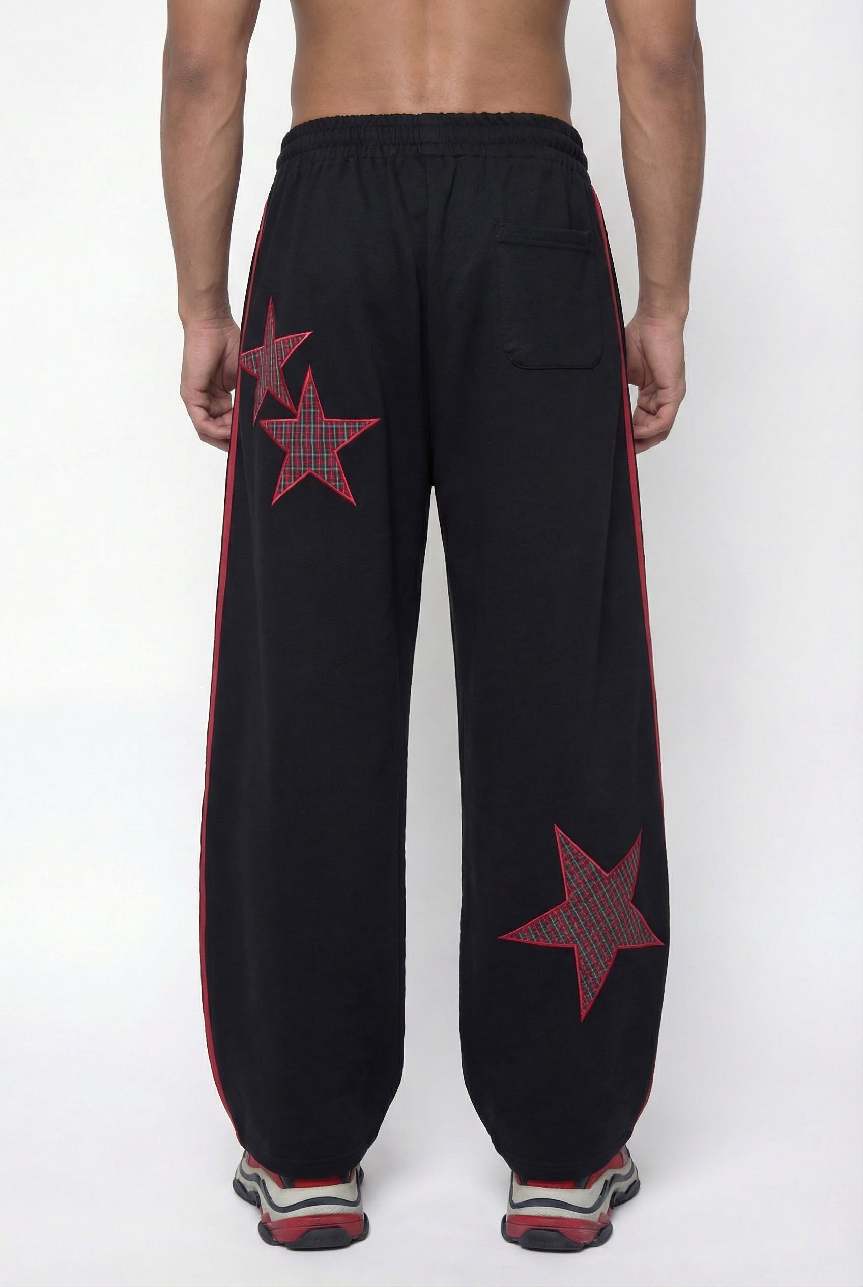 Deep Abrasion Stripe Star Barrel Pants