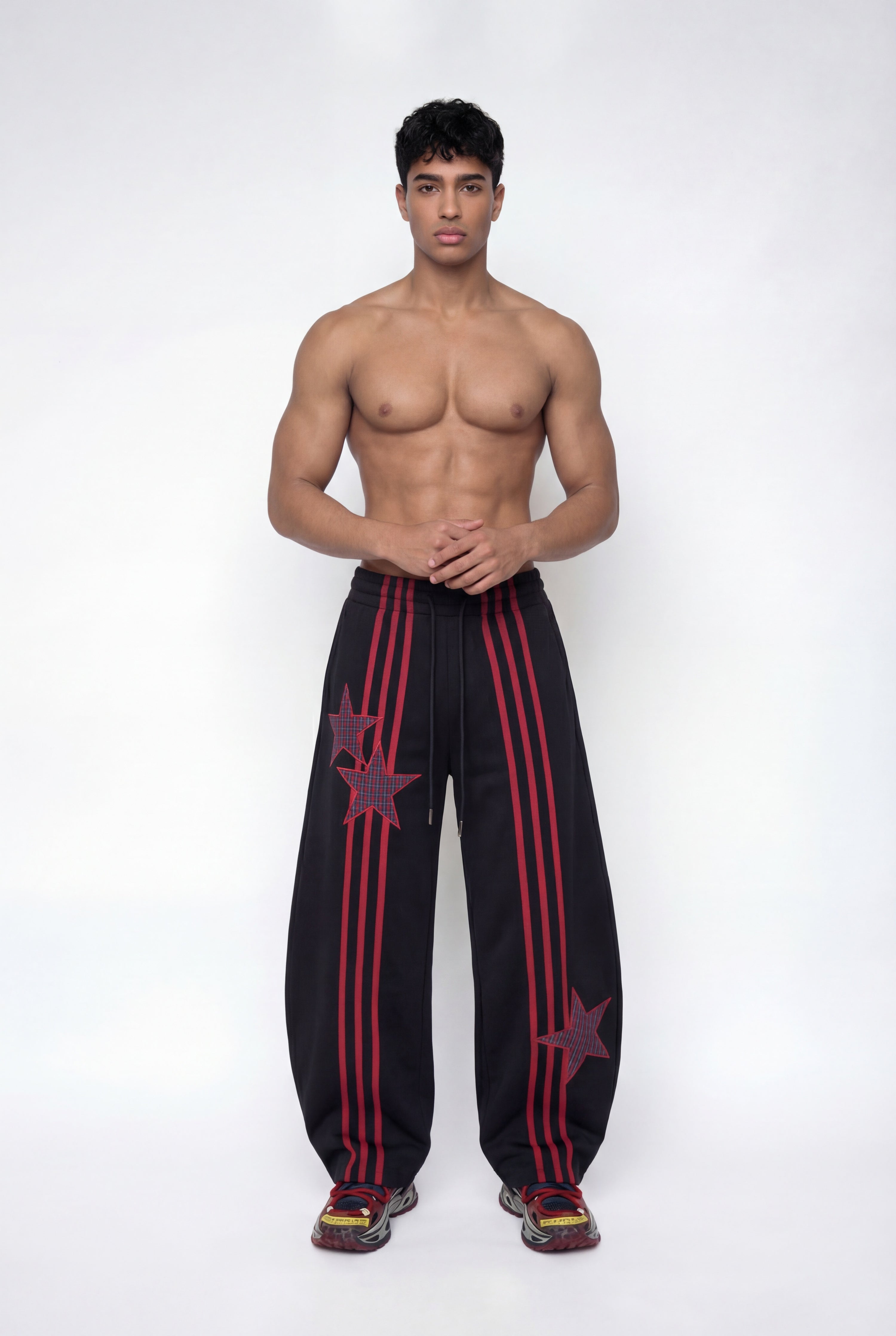 Deep Abrasion Stripe Star Barrel Pants