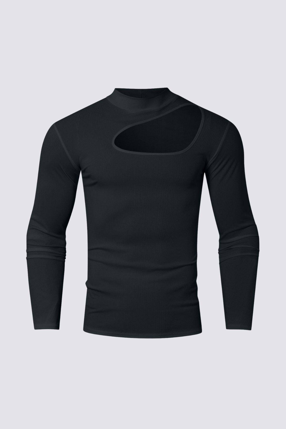 Deep Canvas Cutout Long Sleeve Top