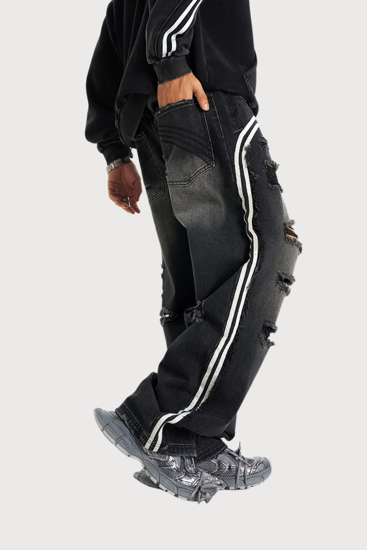 Deep Indigo Ripped Straight Jeans