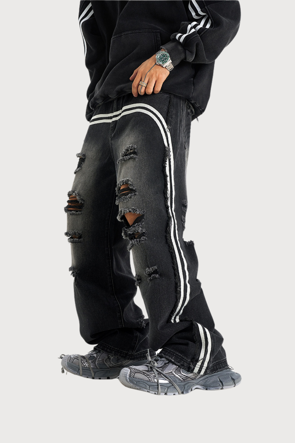 Deep Indigo Ripped Straight Jeans