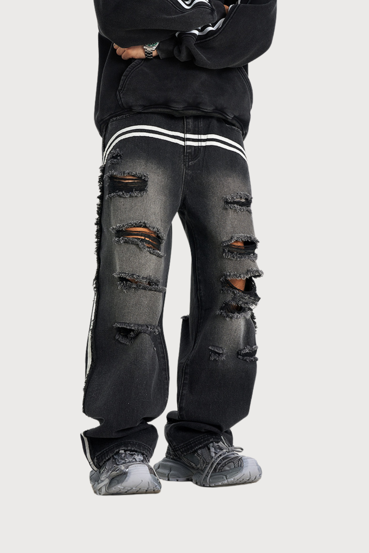 Deep Indigo Ripped Straight Jeans