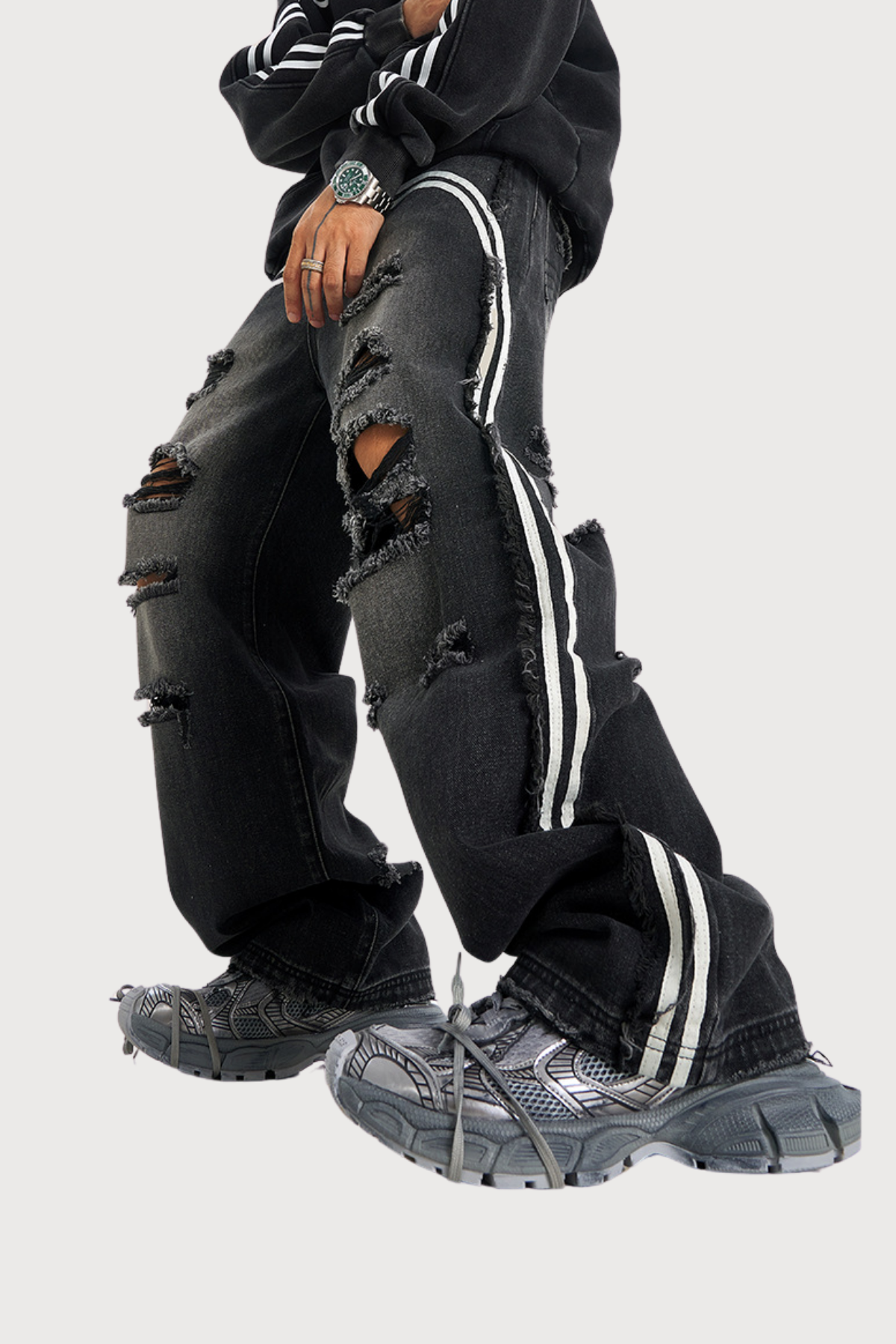 Deep Indigo Ripped Straight Jeans