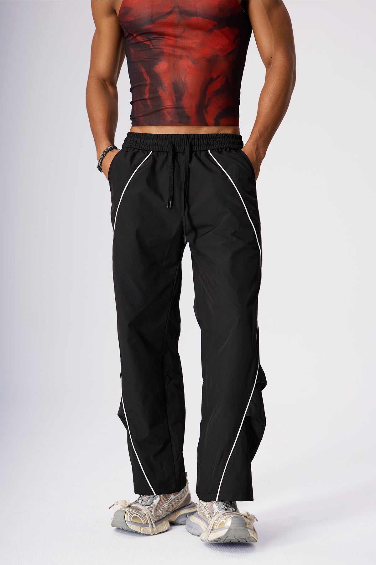 Deep Line Ice Silk Wide Leg Pants