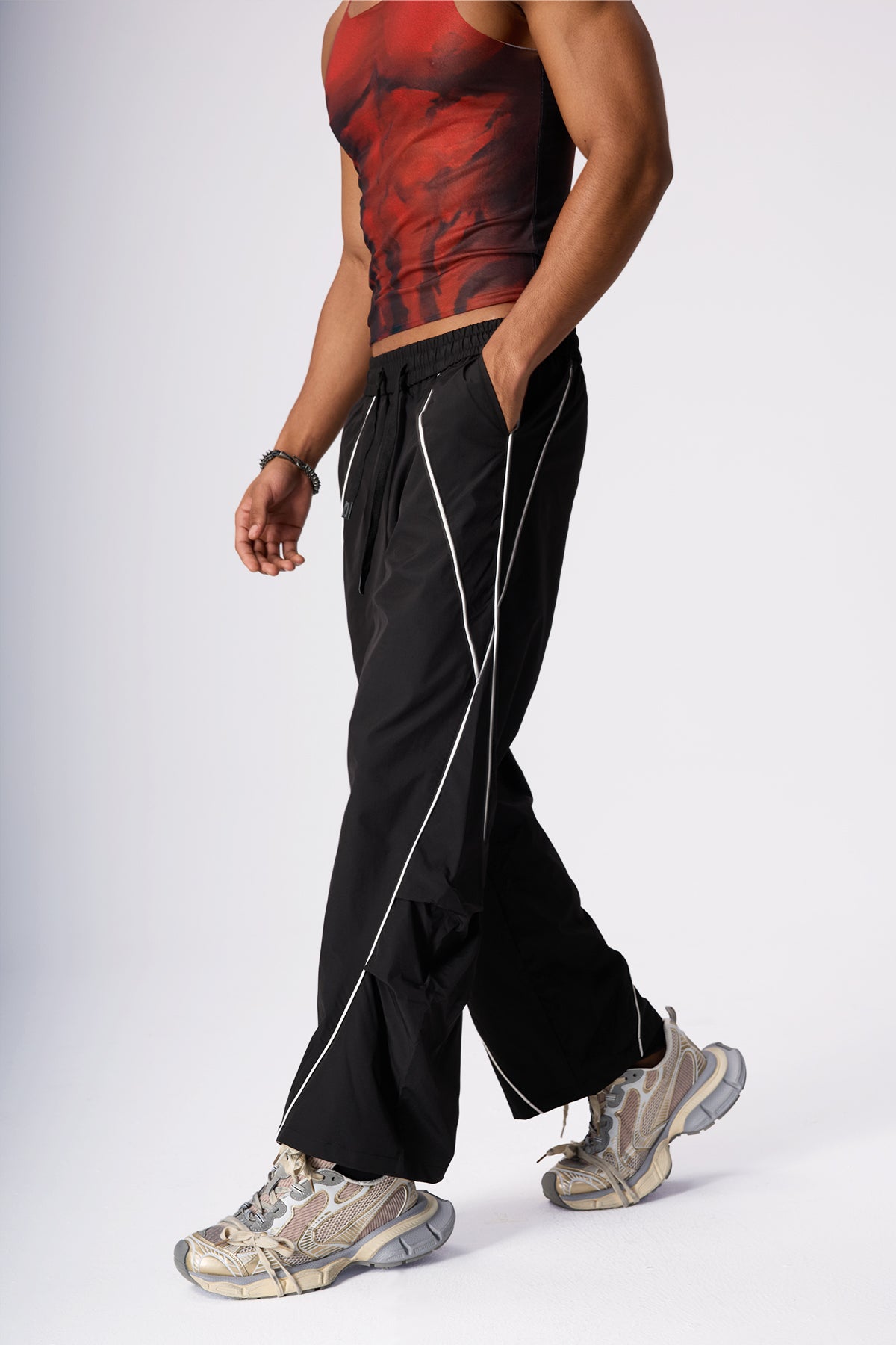 Deep Line Ice Silk Wide Leg Pants