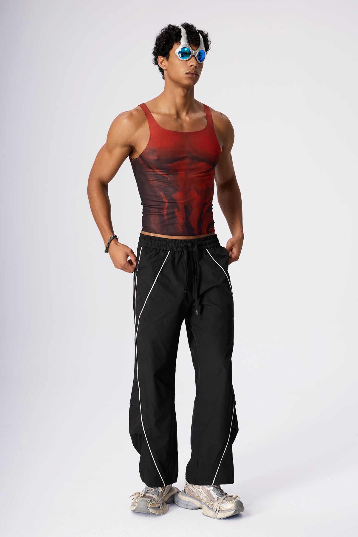 Deep Line Ice Silk Wide Leg Pants