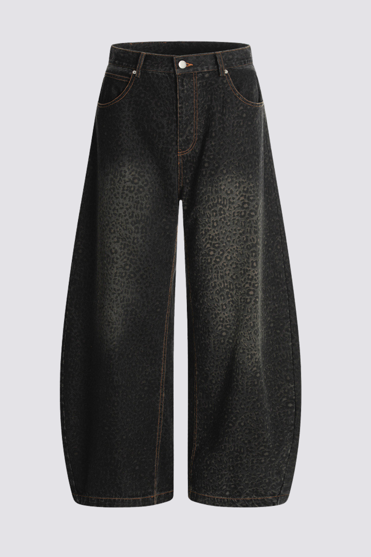 Deep Loop Leopard Print Jeans Black