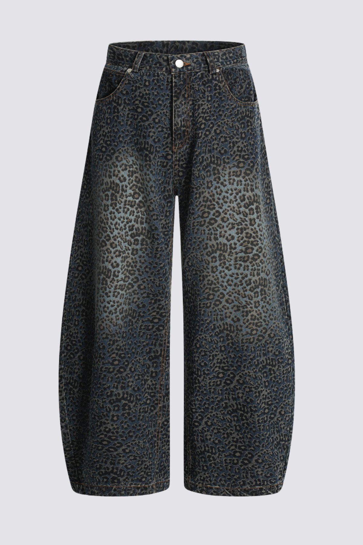 Deep Loop Leopard Print Jeans Blue