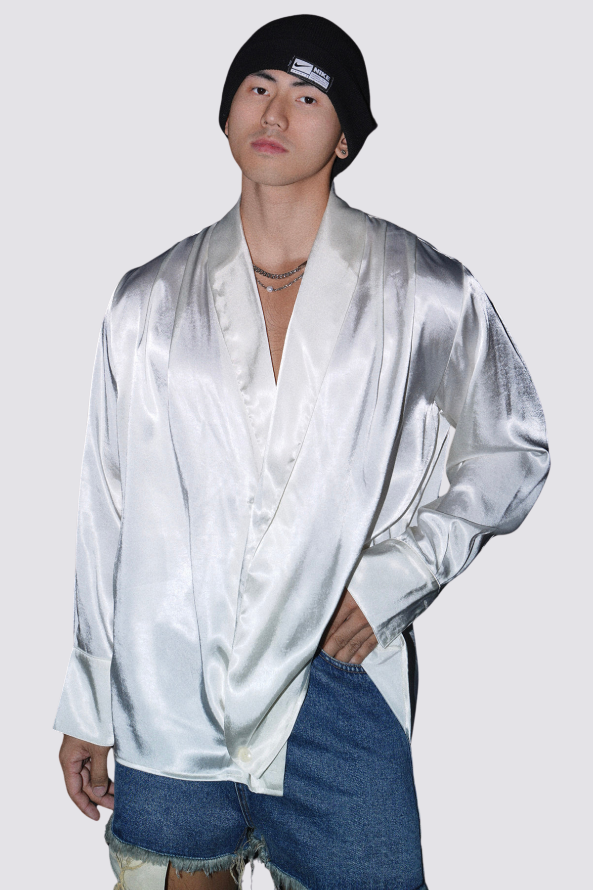 Deep Neutral Silky Long Sleeve Shirt