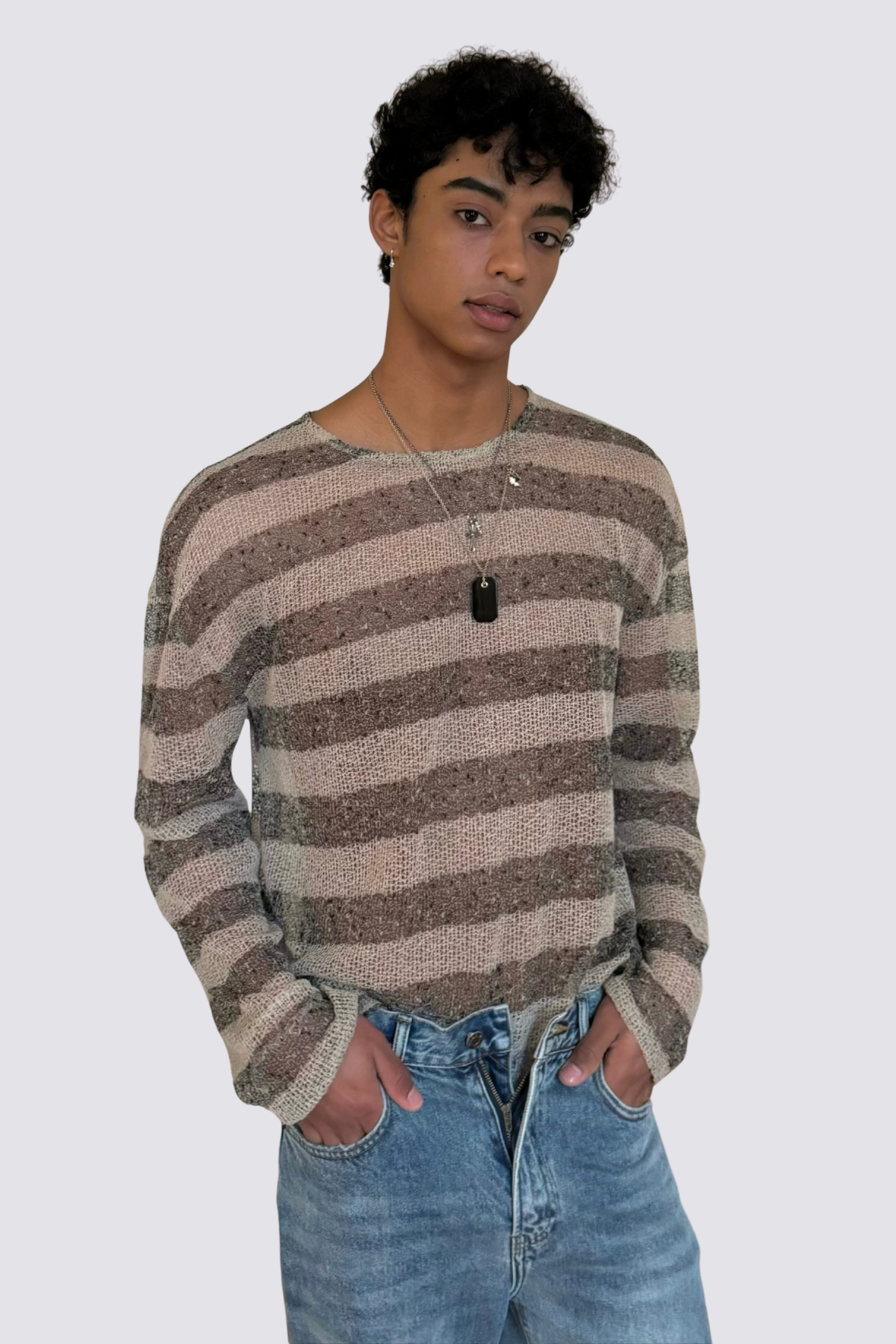 Deep Sheen Stripe Long Sleeve Top