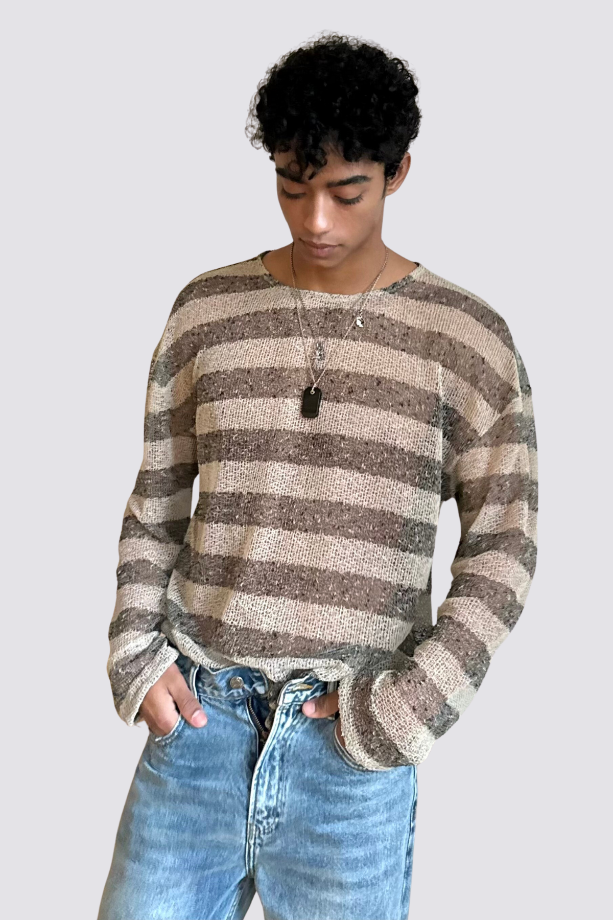 Deep Sheen Stripe Long Sleeve Top