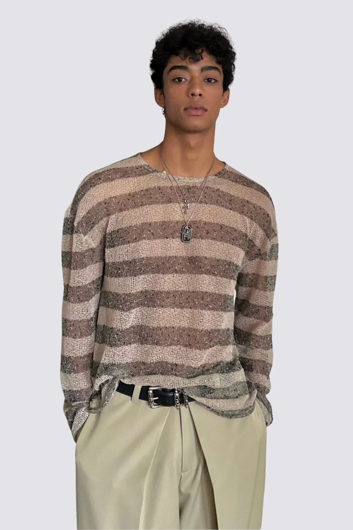 Deep Sheen Stripe Long Sleeve Top