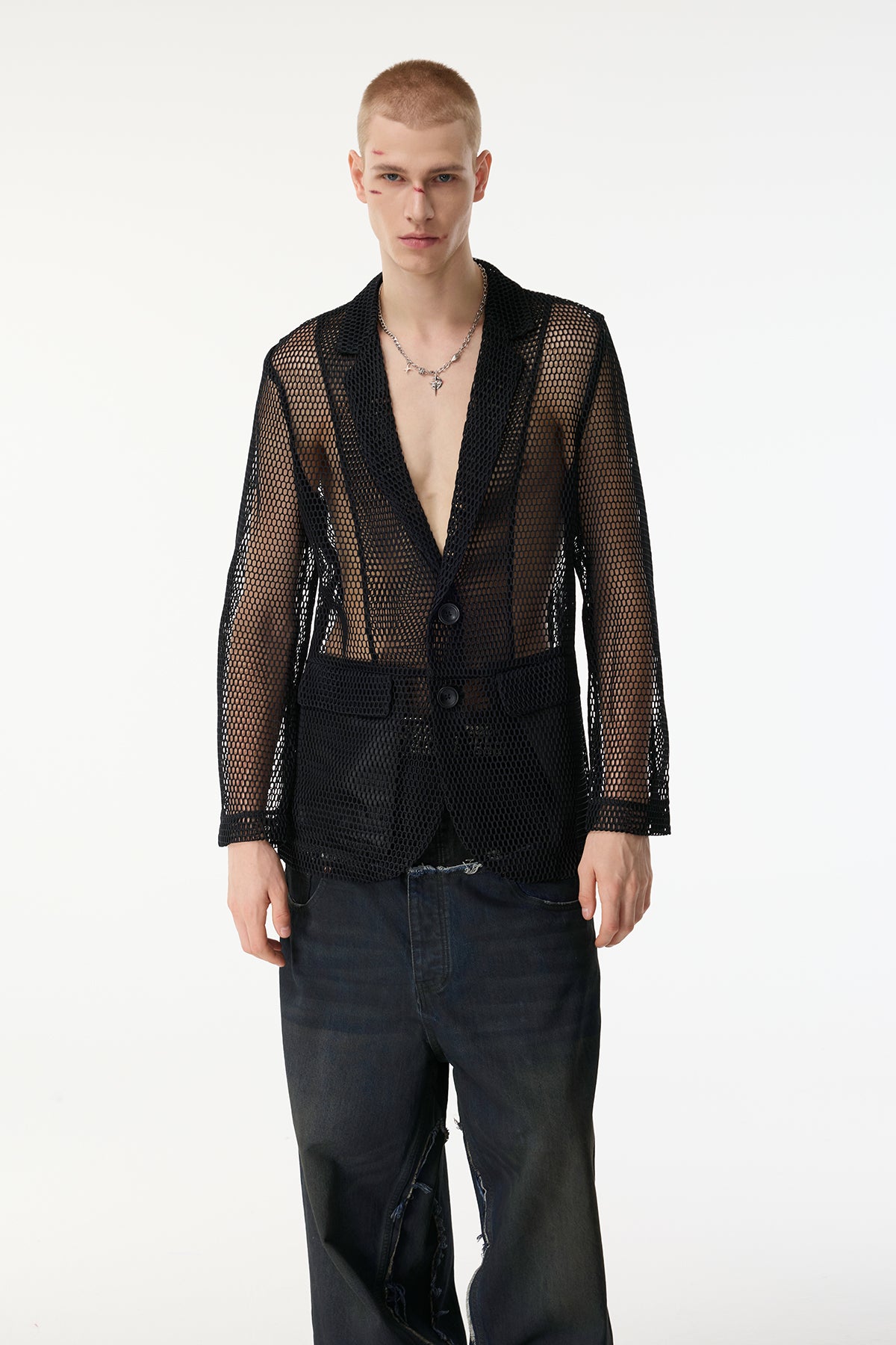 Deep Veil Long Sleeve Cutout Jacket