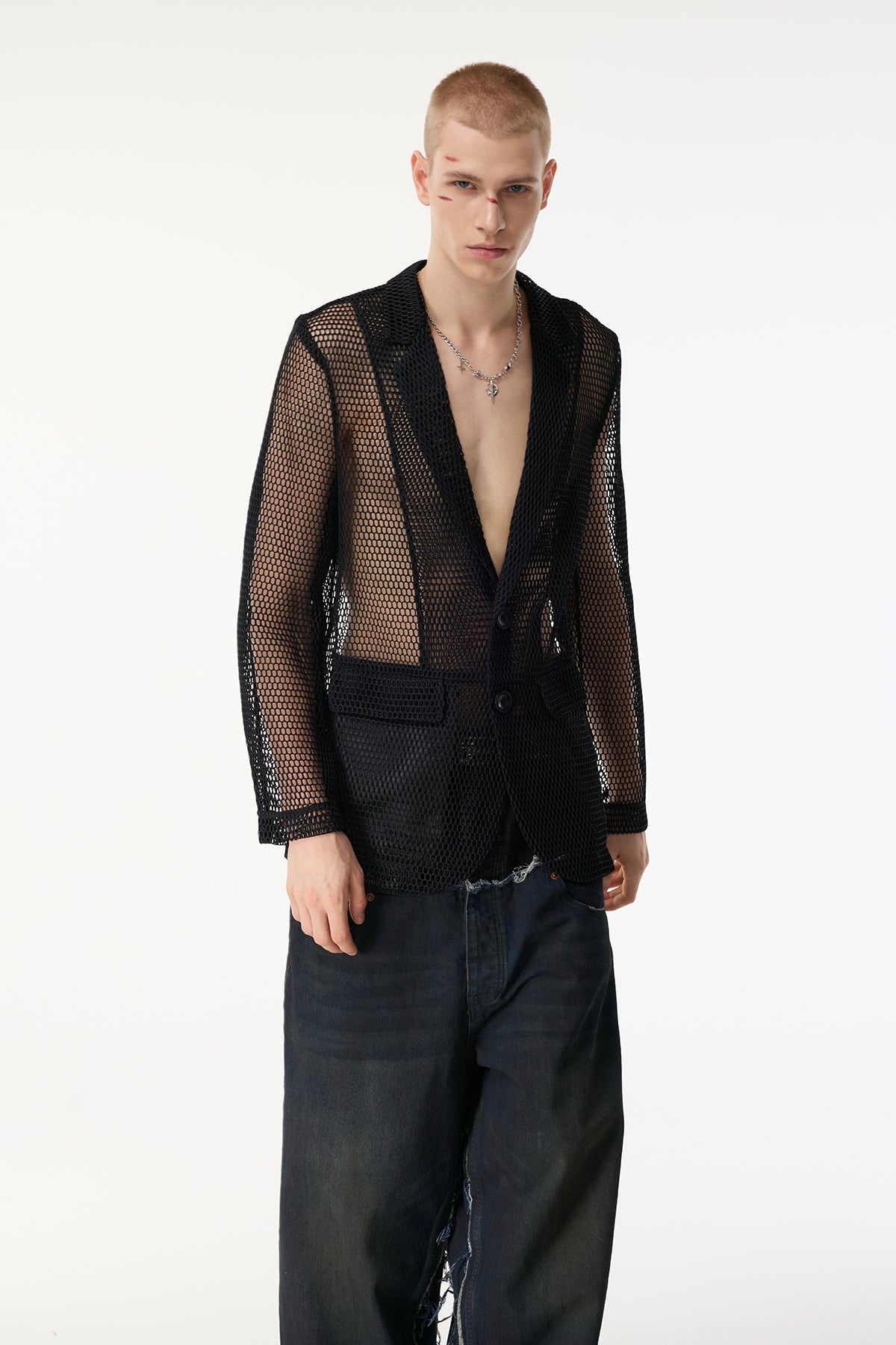 Deep Veil Long Sleeve Cutout Jacket