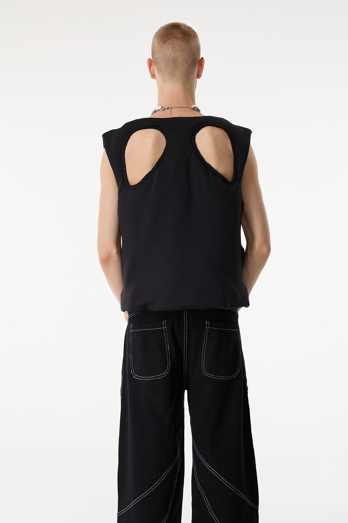 Deep Wrap Cutout Sleeveless Top