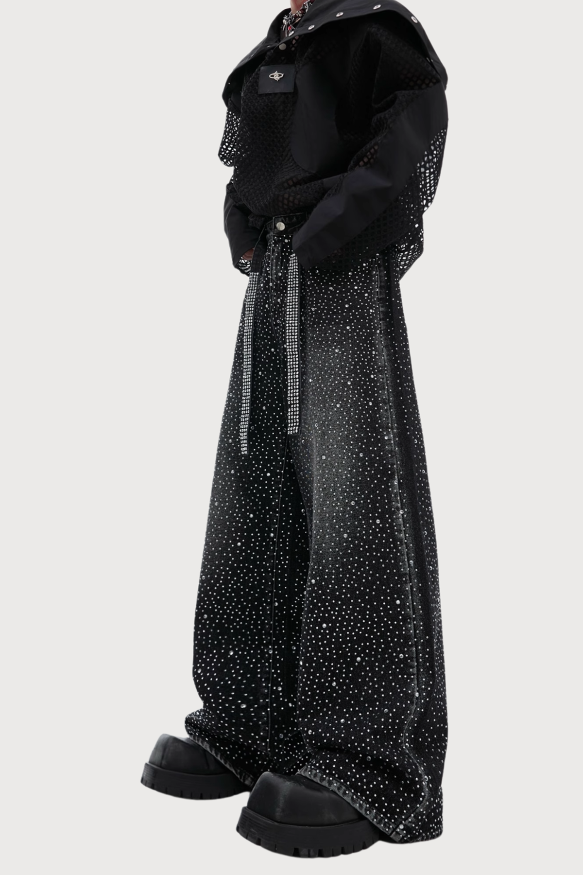 Deep Glitch Denim Wide Leg Pants