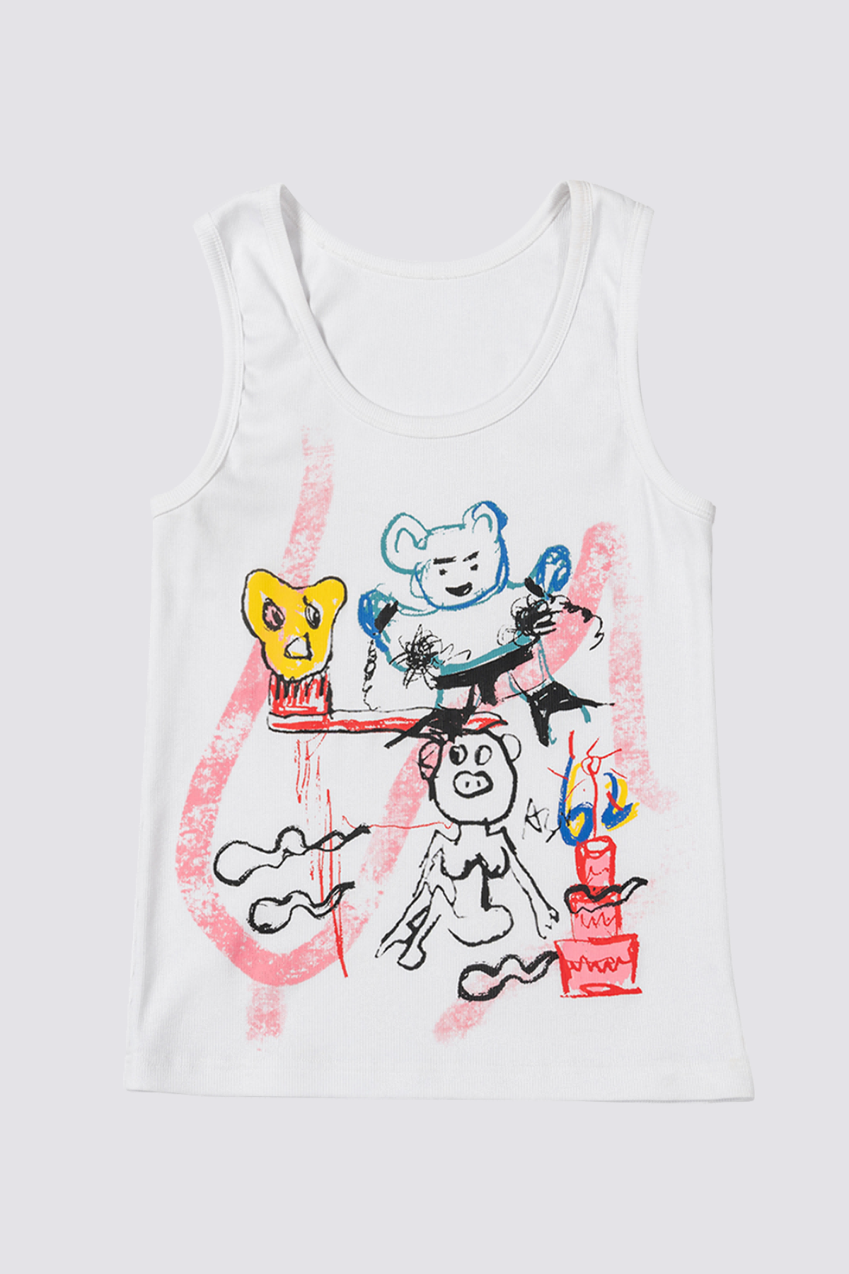 Delicate Glow Bear Print Sleeveless Top