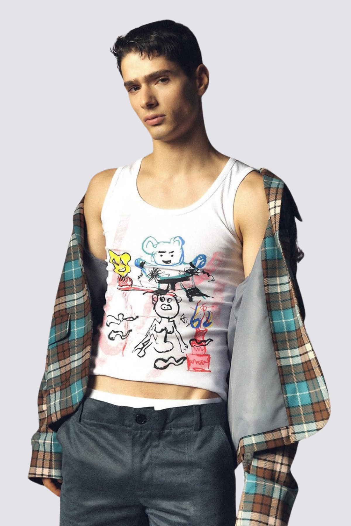 Delicate Glow Bear Print Sleeveless Top