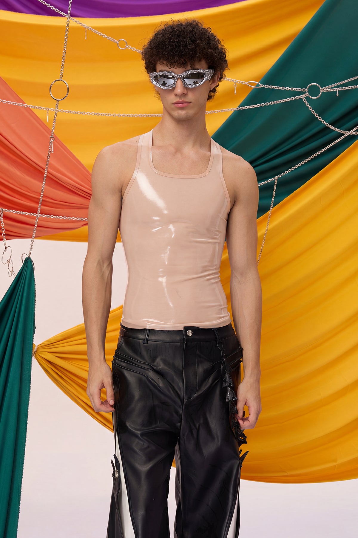 Dense Blackout Latex Tank Top Nude