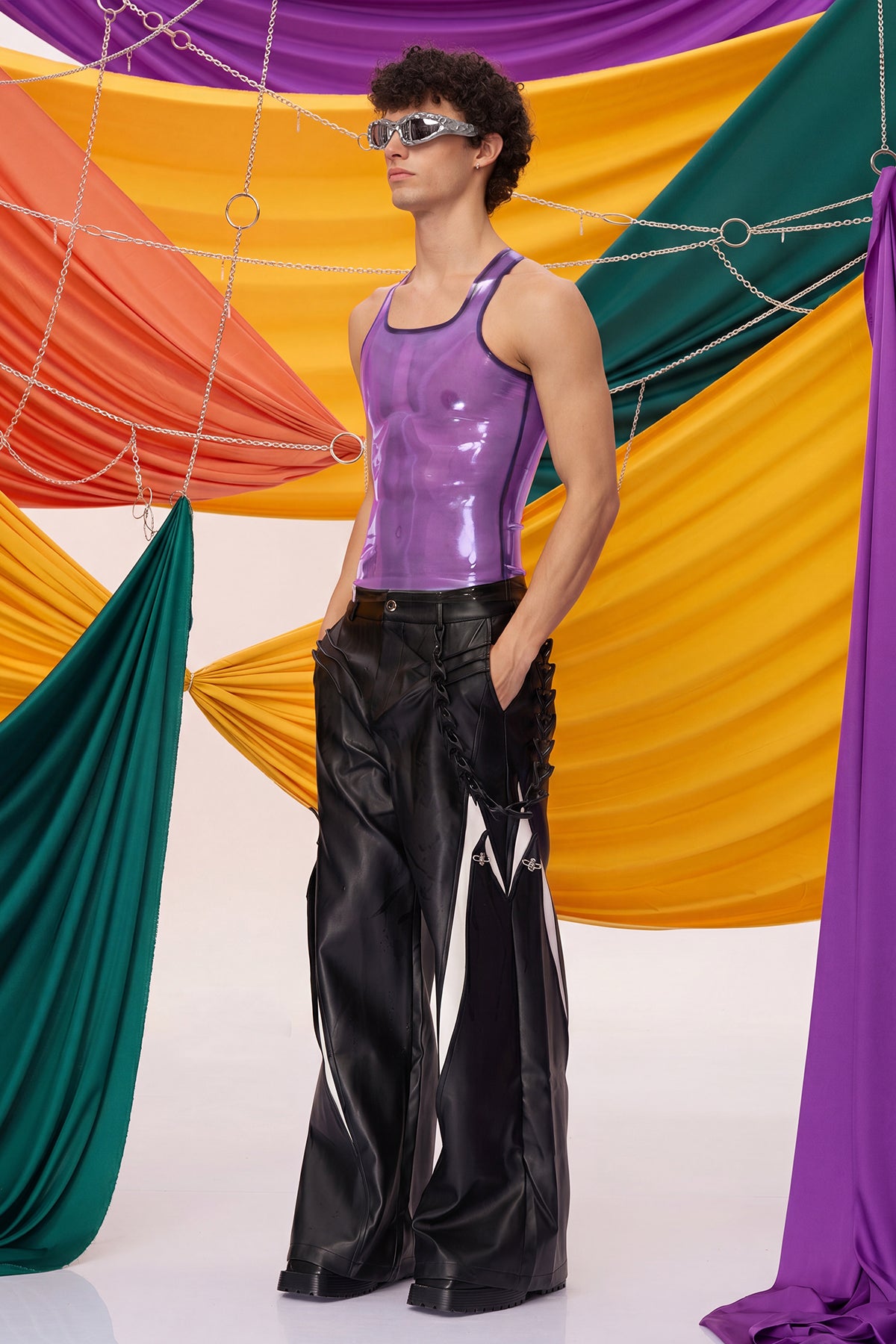 Dense Blackout Latex Tank Top Purple