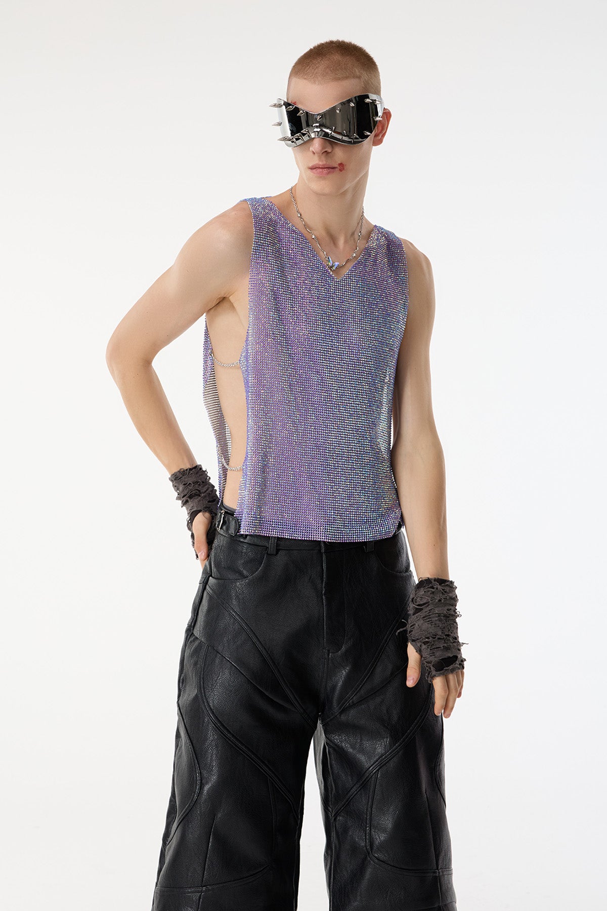 Diamond Burst Sequin Sleeveless Top