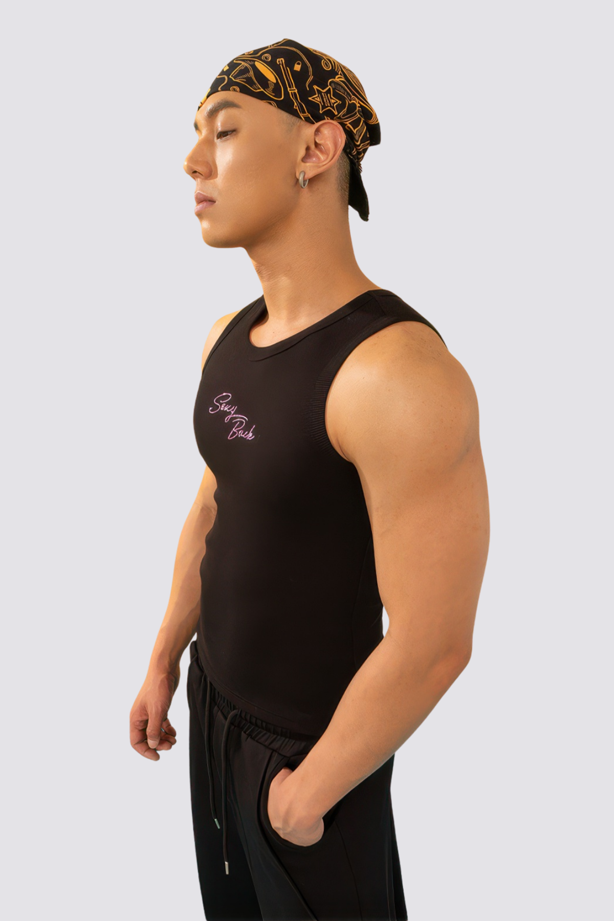 Diamond Flash Backless Sleeveless Top Black