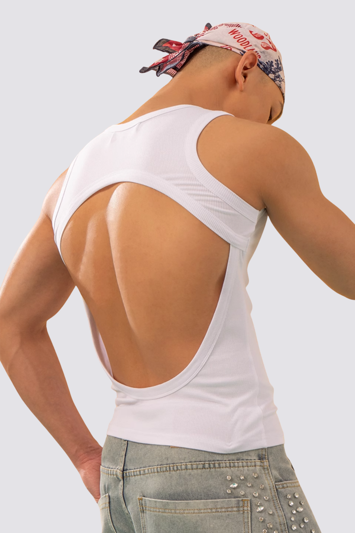 Diamond Flash Backless Sleeveless Top White