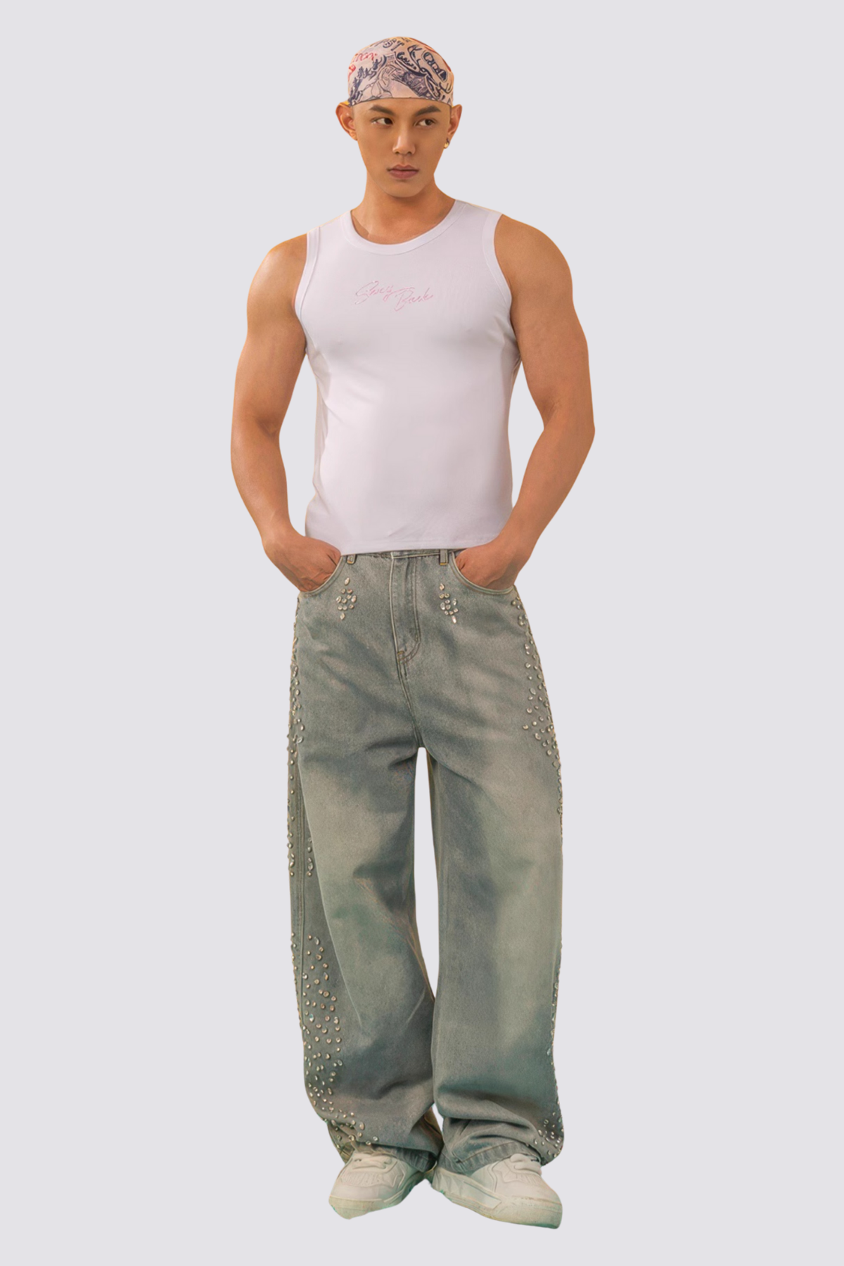 Diamond Flash Backless Sleeveless Top White