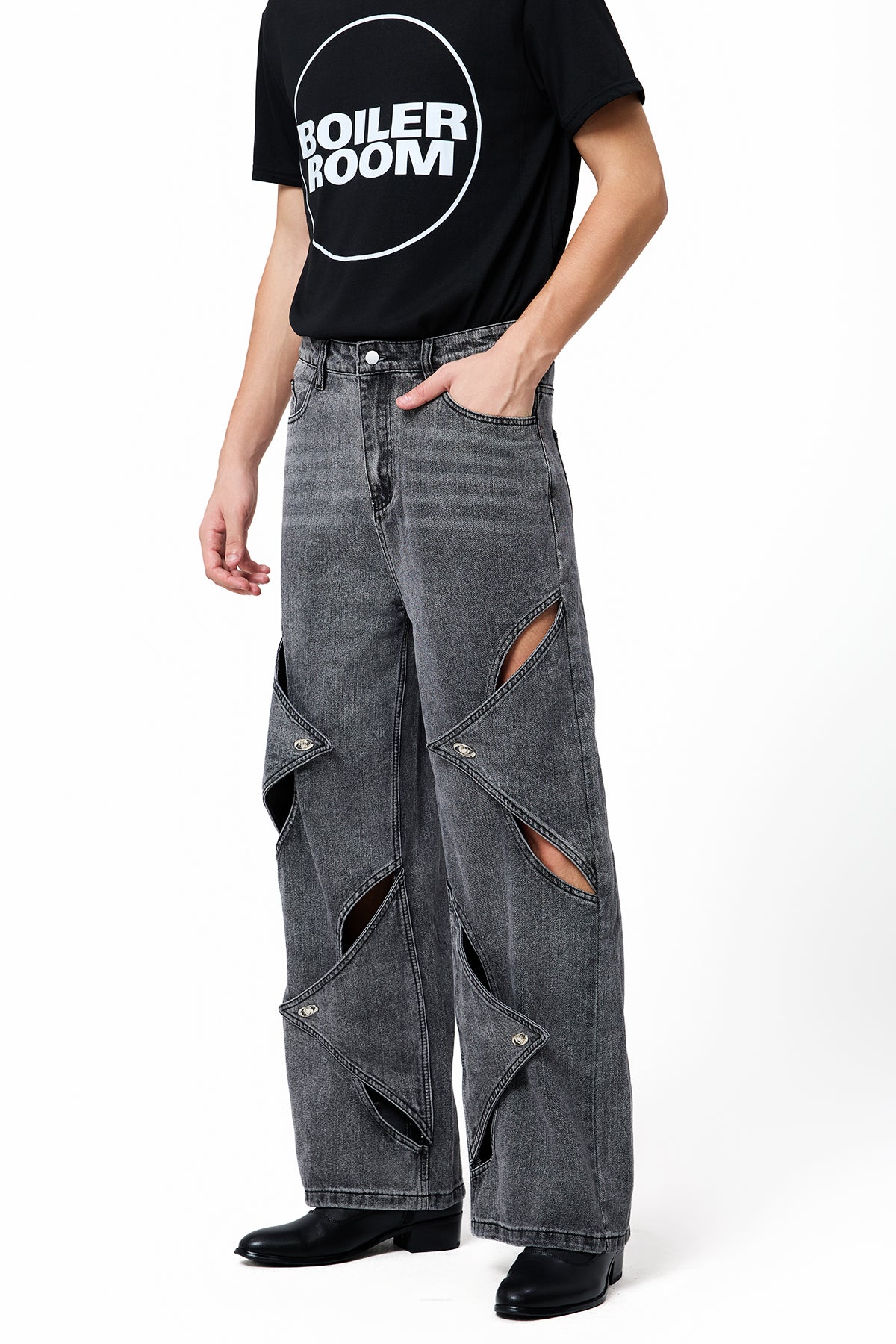 Diesel Vision Wide Leg Cutout Jeans