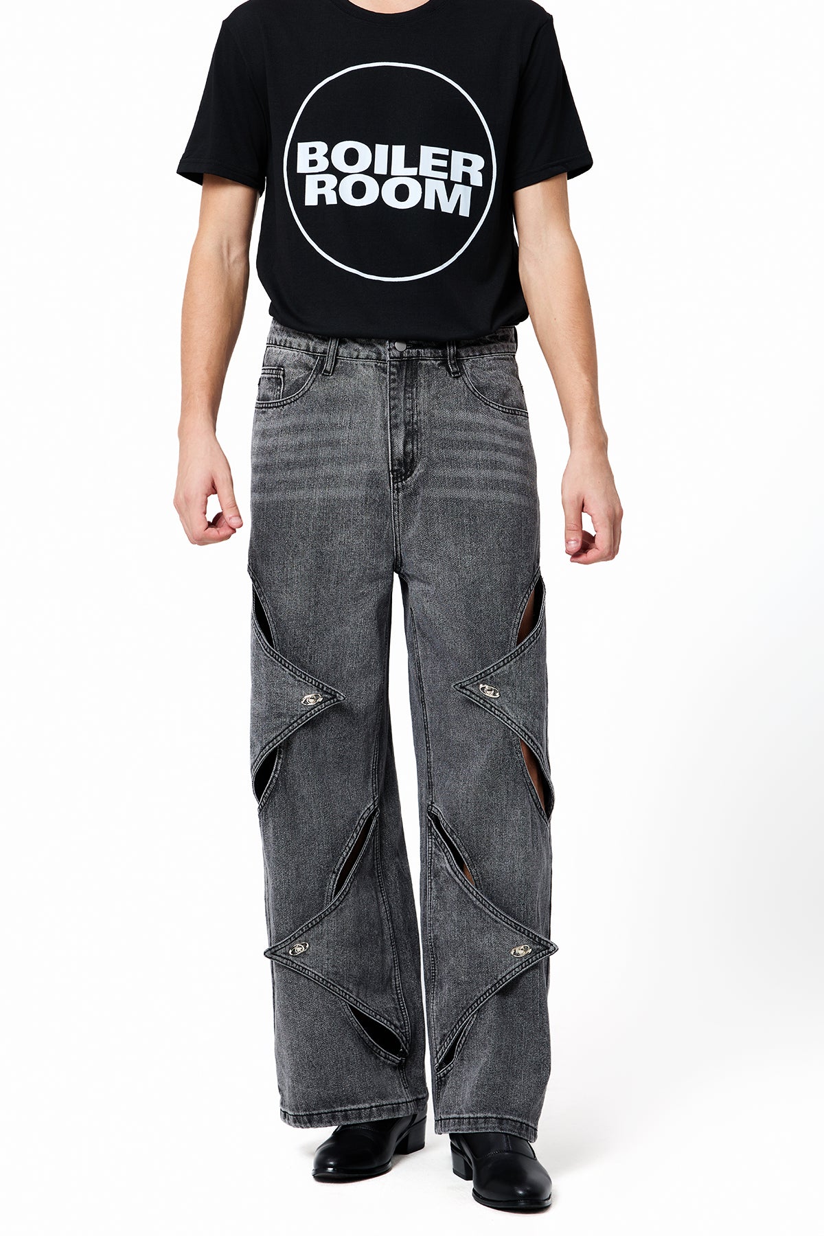 Diesel Vision Wide Leg Cutout Jeans