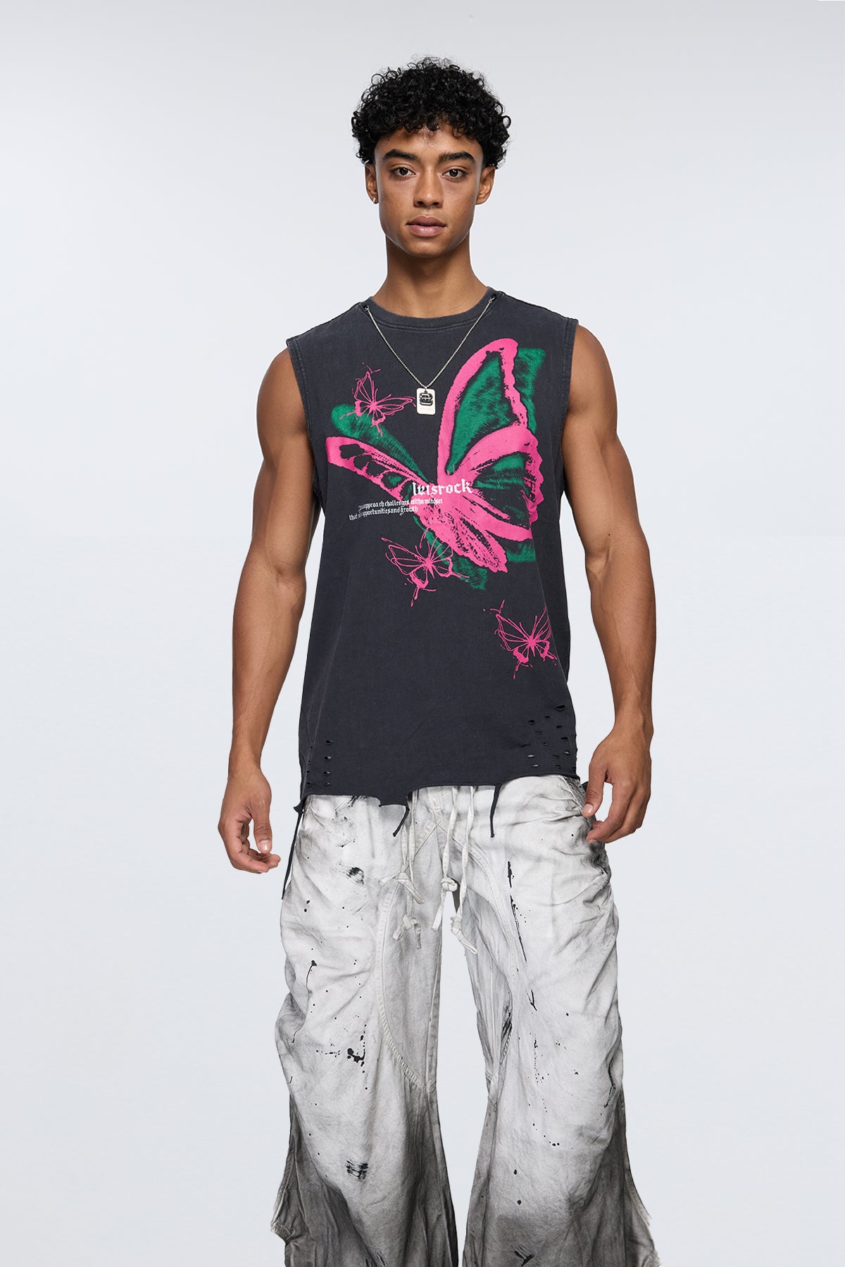 Digital Glow Butterfly Sleeveless Top