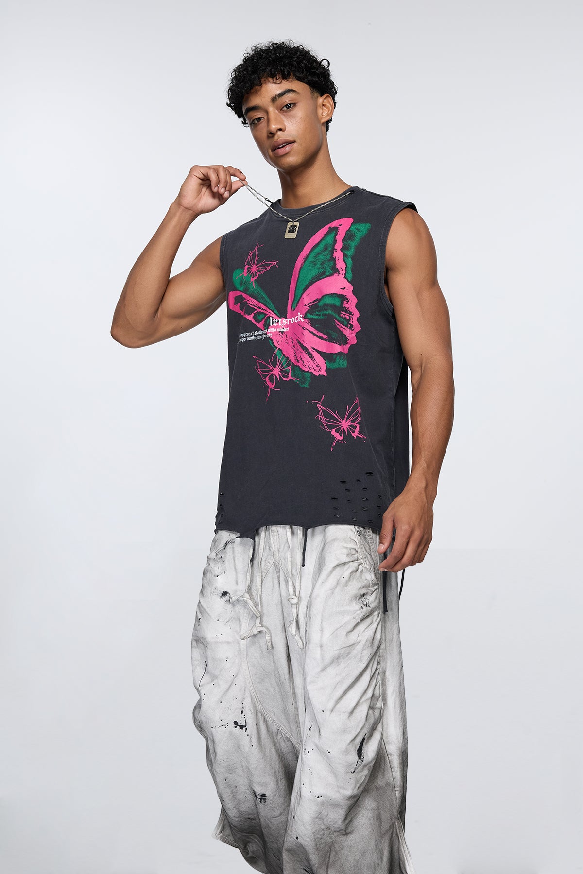 Digital Glow Butterfly Sleeveless Top