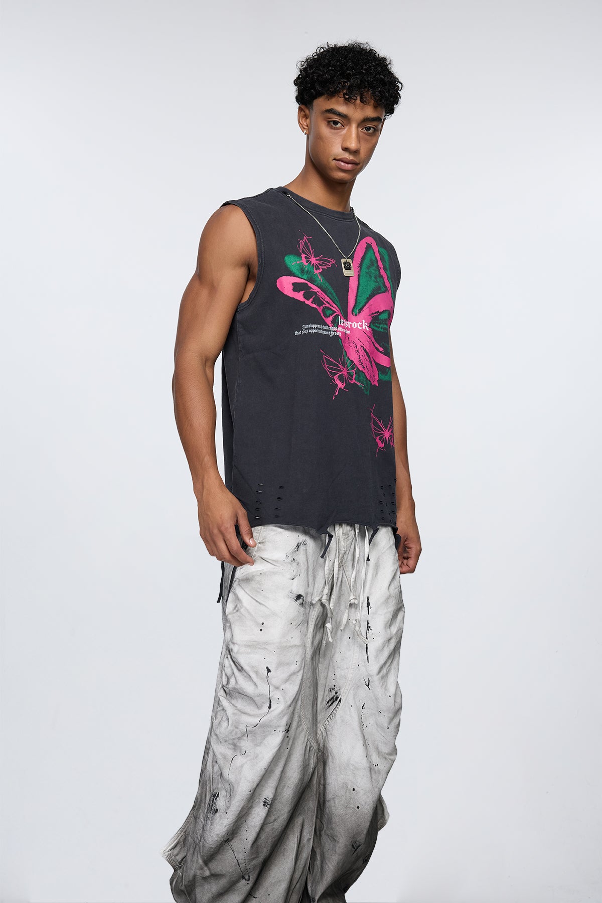 Digital Glow Butterfly Sleeveless Top